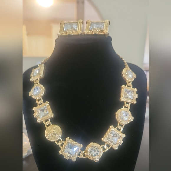 Versace Elegant Gold and Silver Necklace and Earring Set - Picture 1 of 4